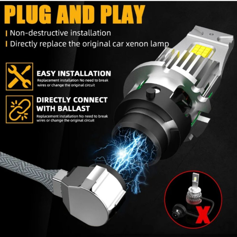 installazione diretta Lampade Led D4S Sostituzione Dirette 6000k All-In-One