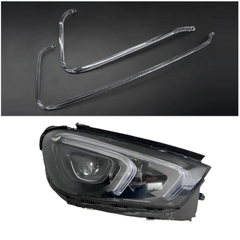 Faro delantero de fibra óptica de policarbonato DRL derecho Mercedes Benz GLE W167 2020-2023, tubo acrílico de repuesto, guía de