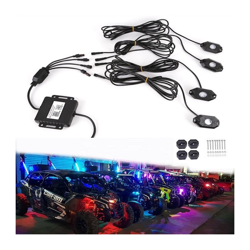 Kit Led Sotto Scocca 4 Placchette RGBW Alta Potenza con Effetti Wifi Android I-Phone