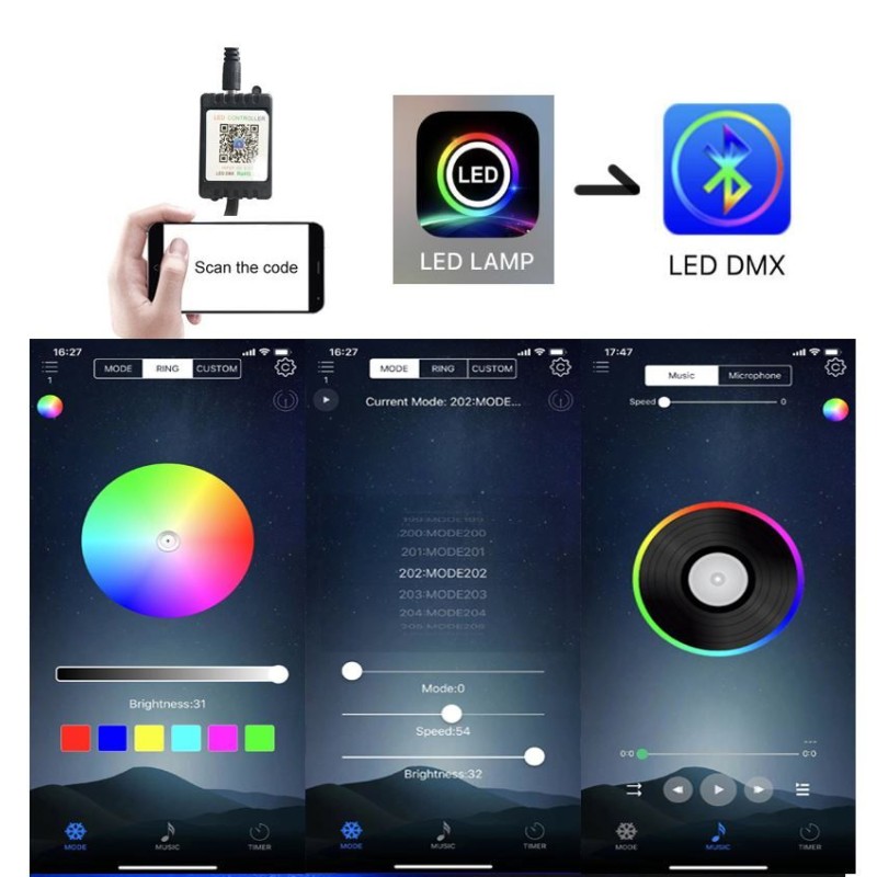 applicazione Kit Led Sotto Scocca 4 Placchette RGBW Rock Light Alta Potenza con Effetti Wifi Android I-Phone