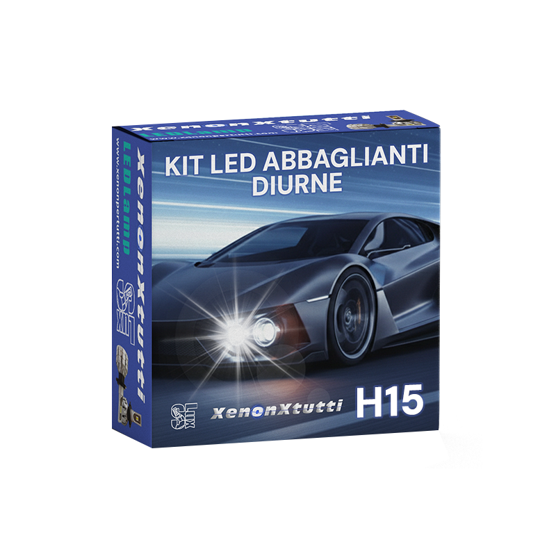 Lampade Led Diurna e Abbaglianti H15 per FIAT 124 Spider tecnologia CANBUS Kit 6000k Luce Bianca