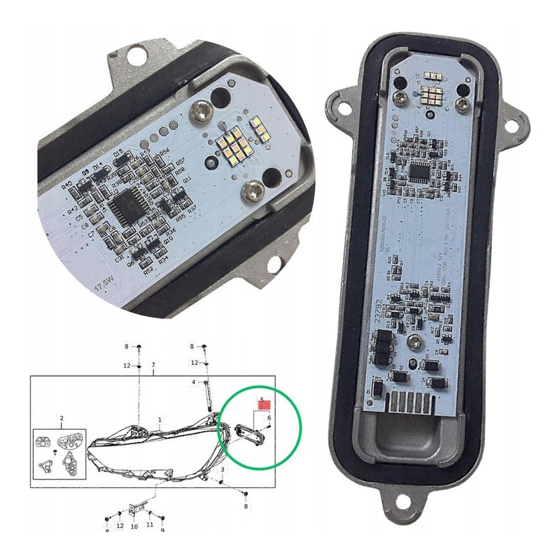 posizione faro Modulo Led Opel 39218156 10000067606-03 DRL Marcia Diurna e Freccia Destro Daytime Running Light