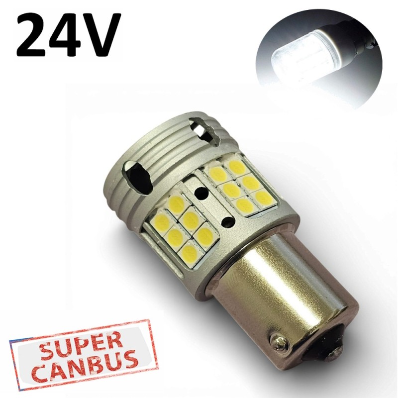 Una Lampada Led P21W 1156 BA15S BAU15S 24V Super Canbus 6000K Bianco Freddo STAR Series Retromarcia Posizione