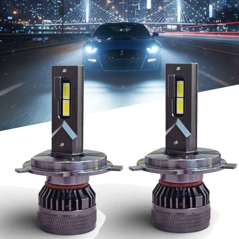 Lampade LED H4 SHORT SERIES Luce Bianca 6000k Canbus Alta Potenza 65W Anabbaglianti Abbaglianti