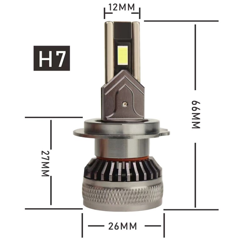 H7 65W SHORT SERIES LED Kit measurements White Light 6000k Canbus High Power 65W Lenticular and Parabola