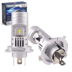 Coppia Mini Lente H4 BI-LED 6000k con Doppia Funzione Anabbagliante Abbagliante No Ombre no Accecamento