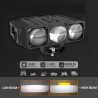 Beam Light Kit LED Headlights 200W High Beam Low Beam Strobe Three Lens White Amber Waterproof IP67 12V 24V Grill