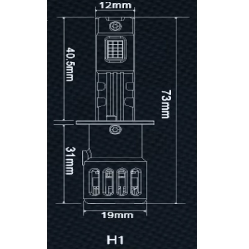 Dimensions H1 ZENIT LED Lamps Kit 9-60V 6000K 70W Real Mini Super Bright Ultracompact CanBus Plug & Play with Fan