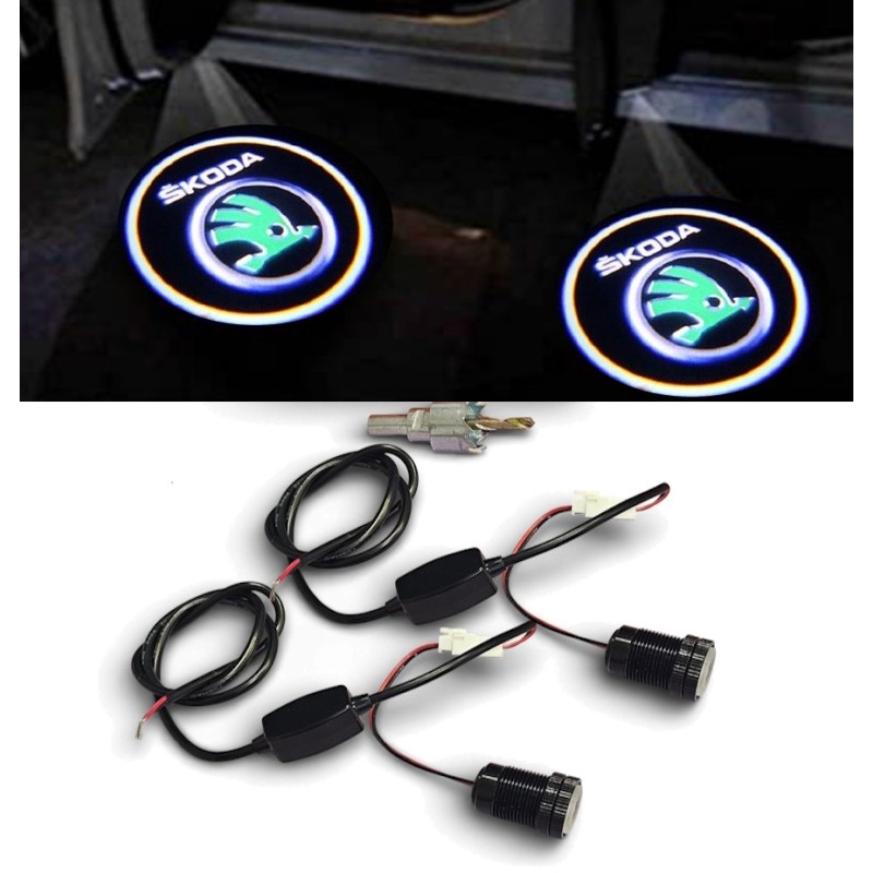 Proiettore Logo Led Skoda Vetro Sotto Porta Luce Benvenuto