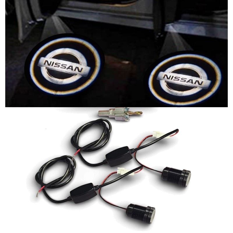 Proyector de logotipo LED de Nissan, luz de bienvenida debajo de la puerta de cristal
