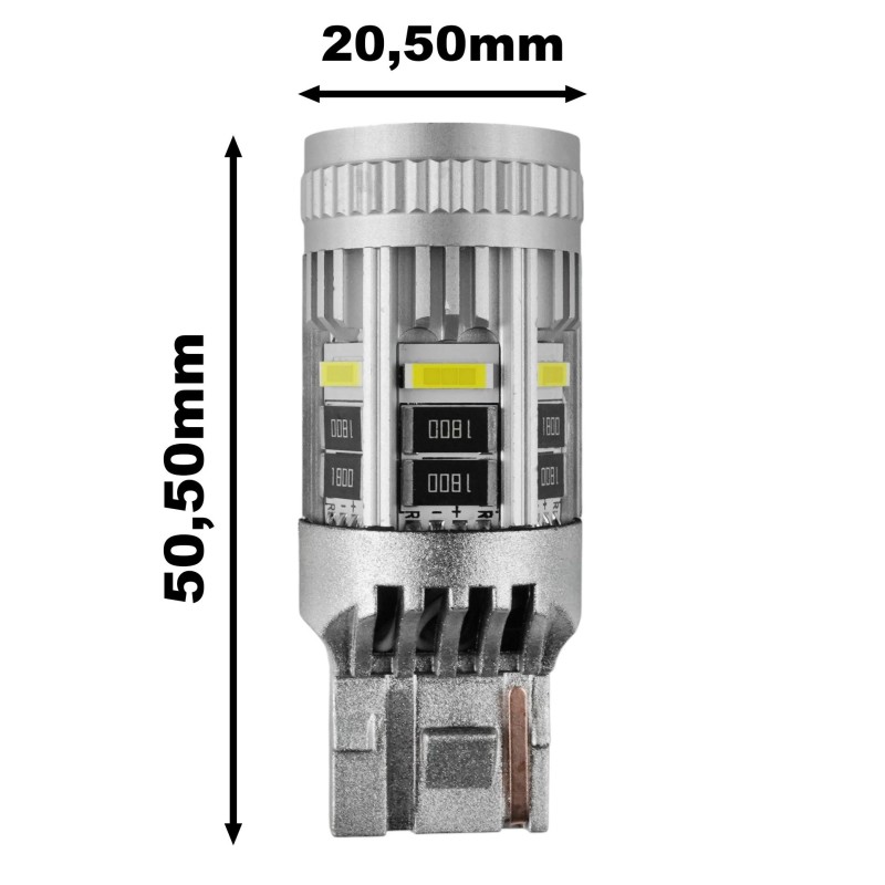 T20 7443 28W 2300LM Super Bright White Canbus LED Car Bulb Size