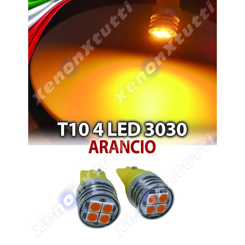 COPPIA LED T10 4 LED ARANCIO 3030