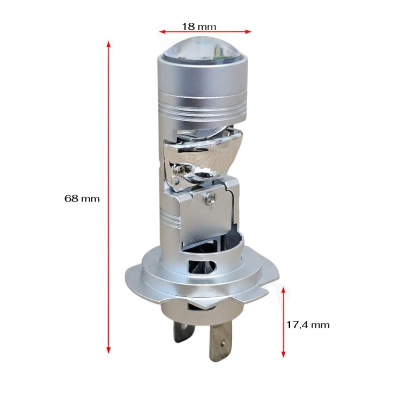 Coppia Mini Lente H7 LED 6000k Funzione Anabbagliante No Ombre no Accecamento