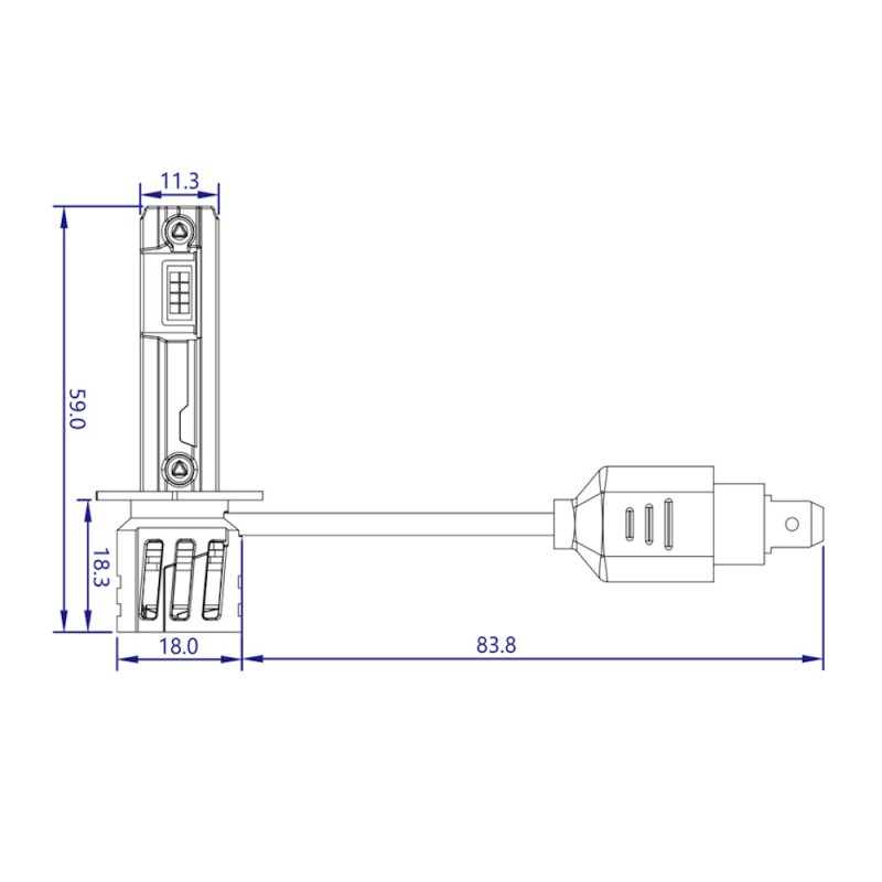dimensione Lampade LED H1 STRONG LIGHT Kit 12v 6000K 70W Reale Mini Super Luminoso Ultracompatto CanBus Plug & Play con Ventola