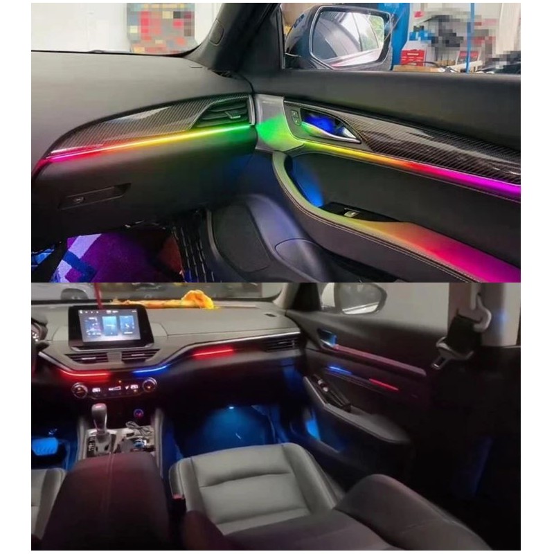 18pcs Dreamcolor RGB Acrylic Symphony Light Car Interior Decorative Fiber Optic Dashboard LED Ambient Light Effects