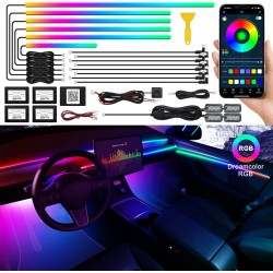 MAGIC Kit 18 Pieces RGB Acrylic LED Symphony Light Car Interior Decorative with Fiber Optic Effects Dashboard Ambient Light