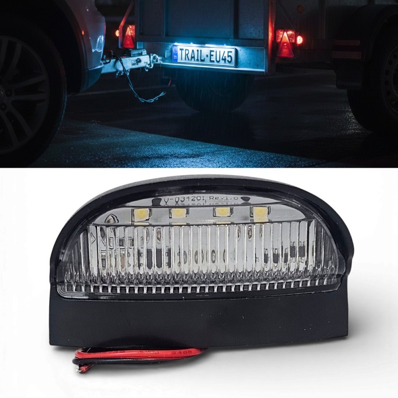 Universal 12V and 24V LED License Plate Light, Complete Plate, White, 6000k