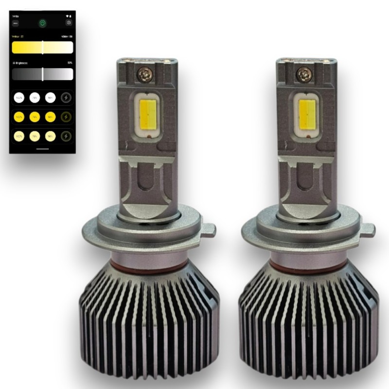 H7 Chameleon LED Kit 3000K 4300K 5000K 6000K and Lenticular Strobe and Parabola