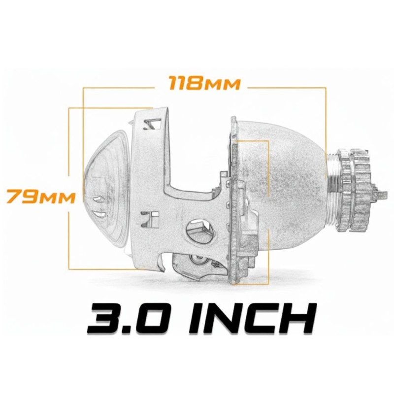 Pair of 3-Inch Hella Lenticular Headlights with H4 Socket, High Quality D2H Lamp