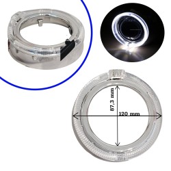 Coppia Cover per Lenticolari 3" G117 Cromata Con Angel Led Bianco