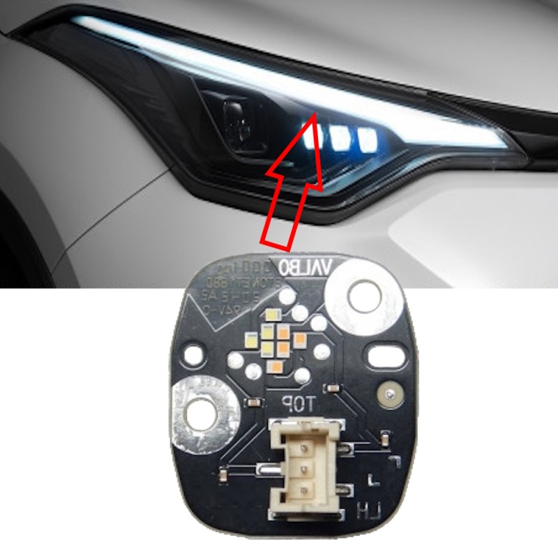 Módulo de faros LED para Toyota C-HR con luz diurna (DRL) e intermitente derecho.