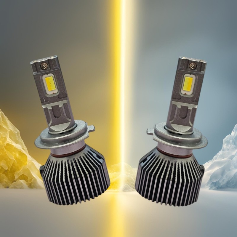 Kit LED H7 Chameleon 3000K 4300K 5000K 6000K y estroboscopio lenticular y parábola