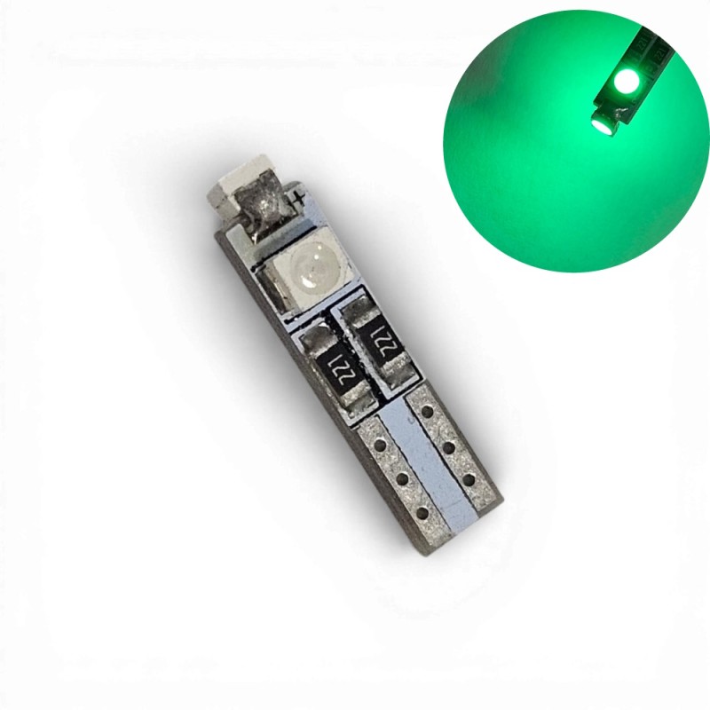 Lámpara LED T5 verde para la instrumentación del salpicadero interior.