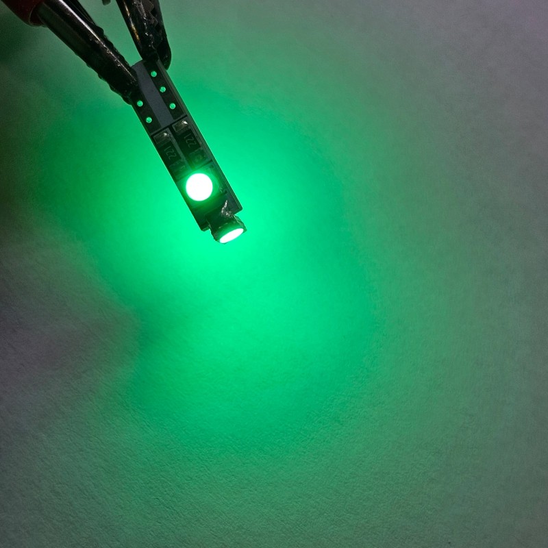 Green T5 LED lamp on the dashboard instrument panel interior.