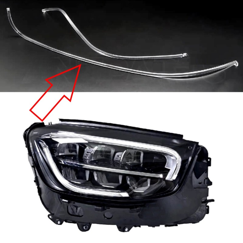 Guía de luz de tubo acrílico para faro delantero derecho de repuesto Mercedes-Benz GLC W253 con fibra óptica y luz diurna de pol