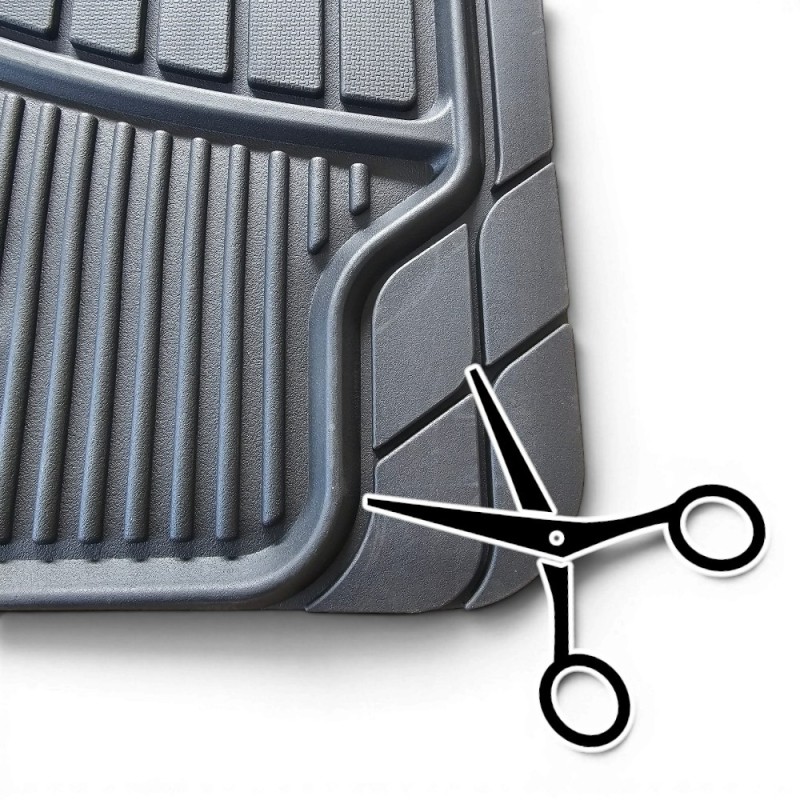 Juego de 4 alfombrillas universales para coche INTERLAGOS Premium antideslizantes de mezcla de PVC y NBR, recortables.