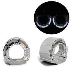 Coppia Cover per Lenticolari Mezza Luna Cromata Con Angel Led Bianco