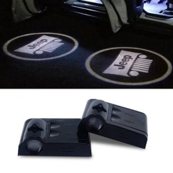Proiettore Logo LED Jeep per Portiera con Batteria no Fori no Connessioni Plug & Play