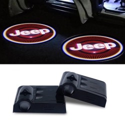 Jeep RED LED Logo Projector for Door with Battery No Holes No Connections Plug & Play
