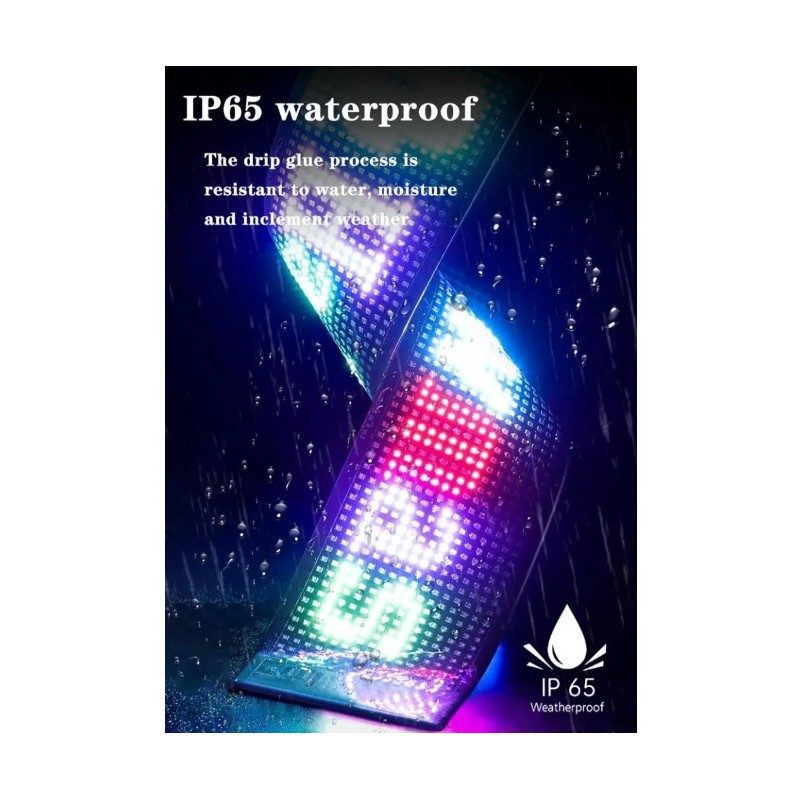 Foldable LED Display Panel 70 x 173 Windshield Programmable Flexible Bluetooth Animation