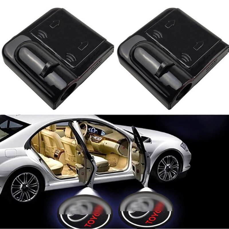 Proiettore Logo LED TOYOTA per portiera Con Batteria no Fori no Connessioni Plug & Play