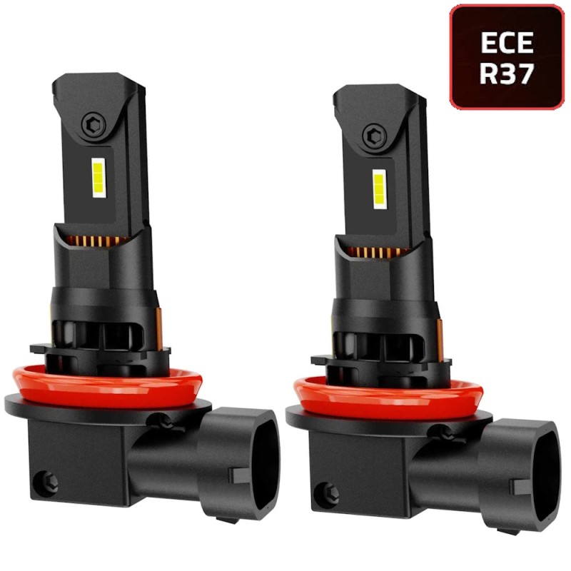 Lampade Led H11 Omologate ECE R37 6000K + Uniforme Retrofit Stessa Misura Originale
