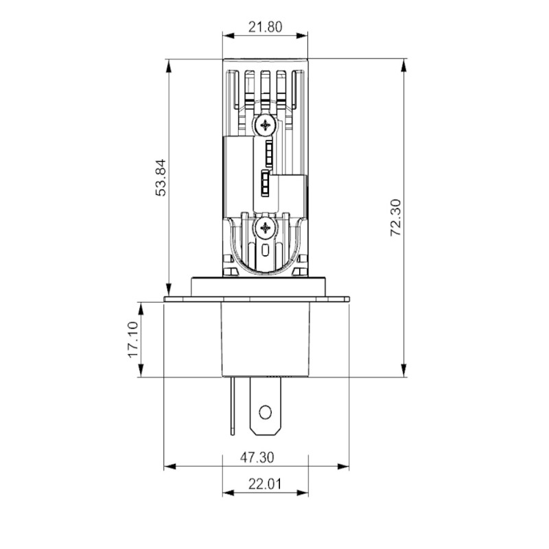 Lámparas LED H4 de tamaño estándar, 6000K, 35W, mini, súper brillantes, ultracompactas, CanBus, Plug & Play.