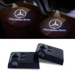 Proyector de logotipo LED Mercedes Benz sin marco de puerta con batería. Sin agujeros ni conexiones. Plug & Play.