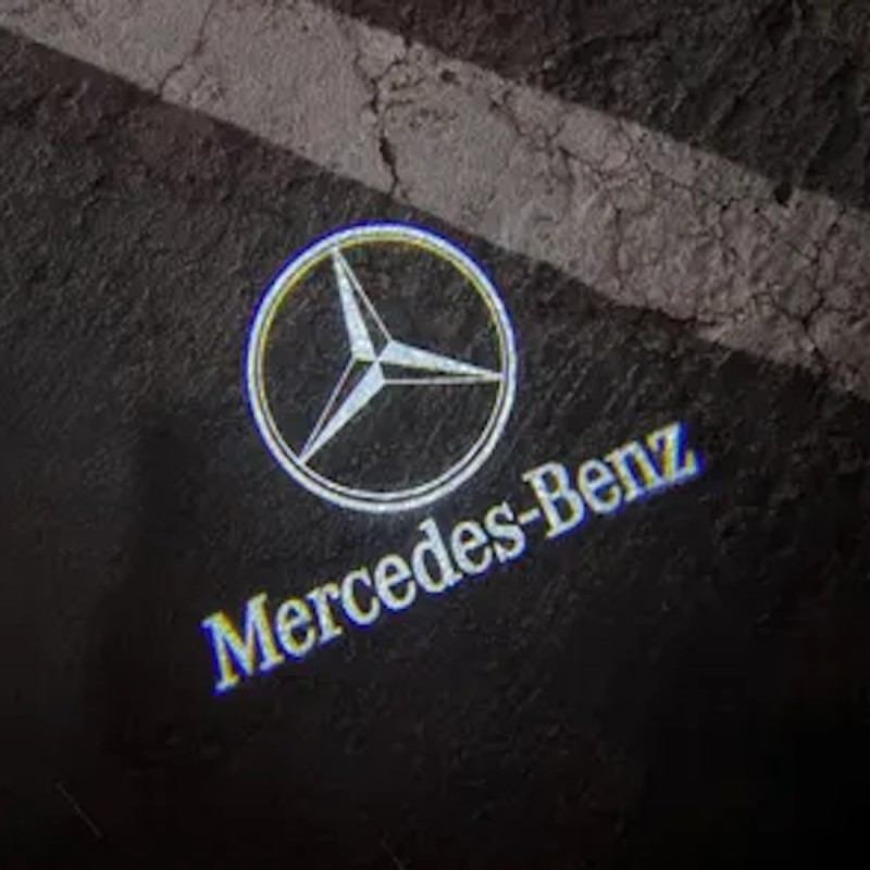 logo proiettato LED Mercedes Benz Senza Cerchio Portiera con Batteria no Fori no Connessioni Plug & Play
