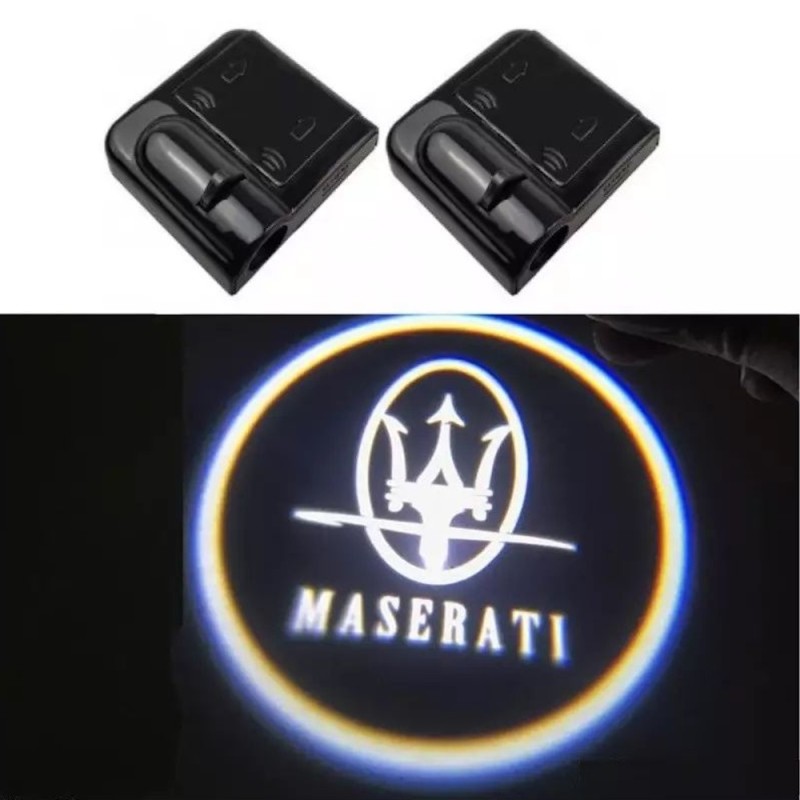 Proiettore Logo LED MASERATI Ghibli per Portiera con Batteria no Fori no Connessioni Plug & Play