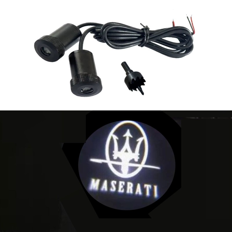 MASERATI LED Under Door Projector Kit Welcome Light With Round Hole