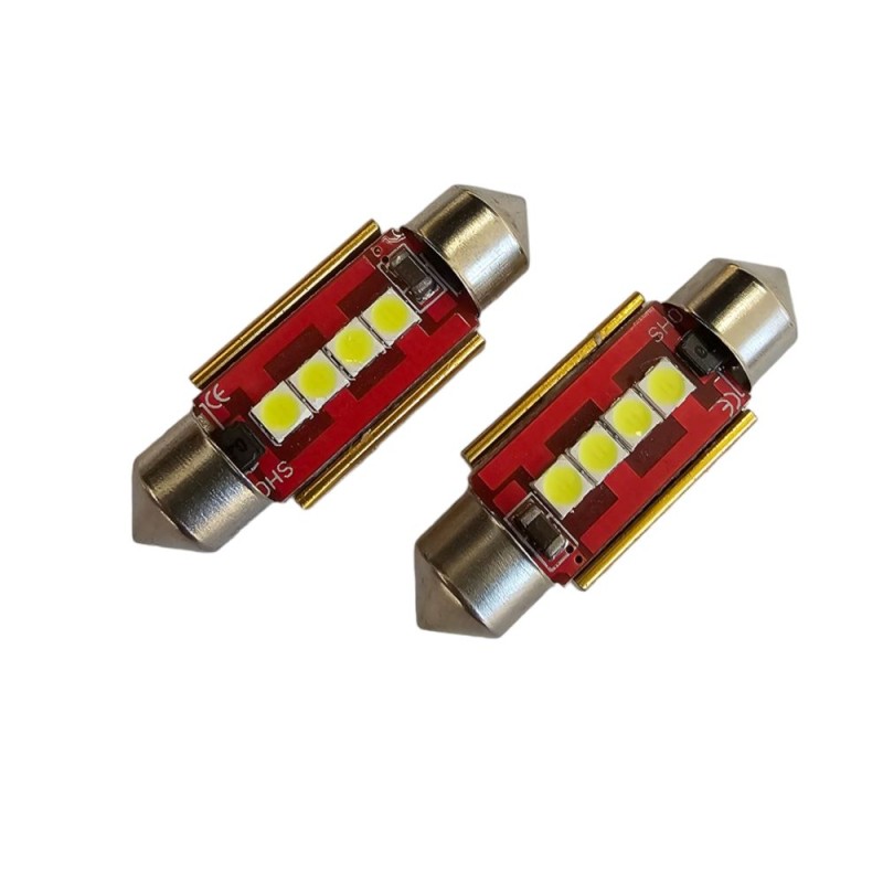 Par de luces LED tipo festón de 39 mm, 24 V, 6 LED, chip Canbus, 3030, para camión.
