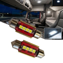 Par de luces LED tipo festón de 39 mm y 6000 K, 24 V, 6 LED, chip Canbus 3030 para camión
