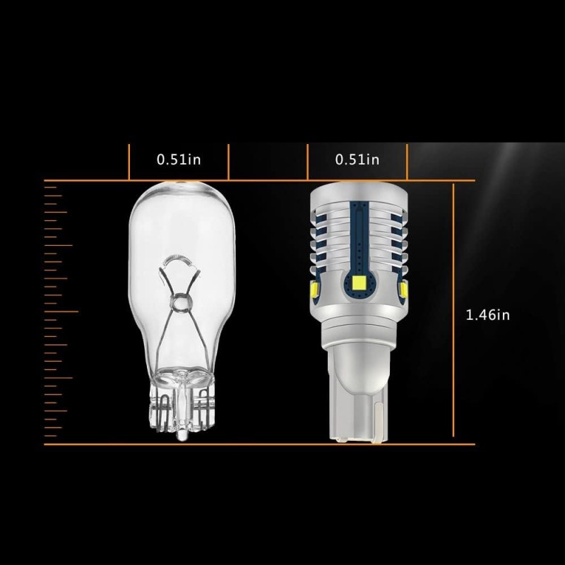 Dimensiones Lámparas LED T15 W16W 6000k CanBus 7W 1500LM SMD 2020
