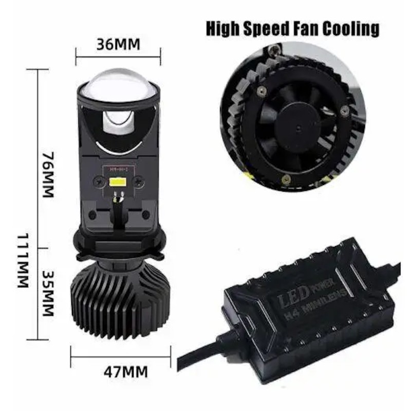 Mini Lenticular H4 Y6 Bi-Led High Power 6000K Lens