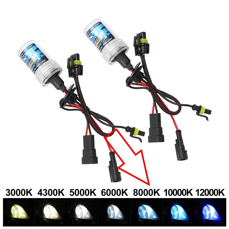 Par de bombillas de repuesto HID Xenon HB4 9006 de 55 W y 8000 K con conexión AMP.