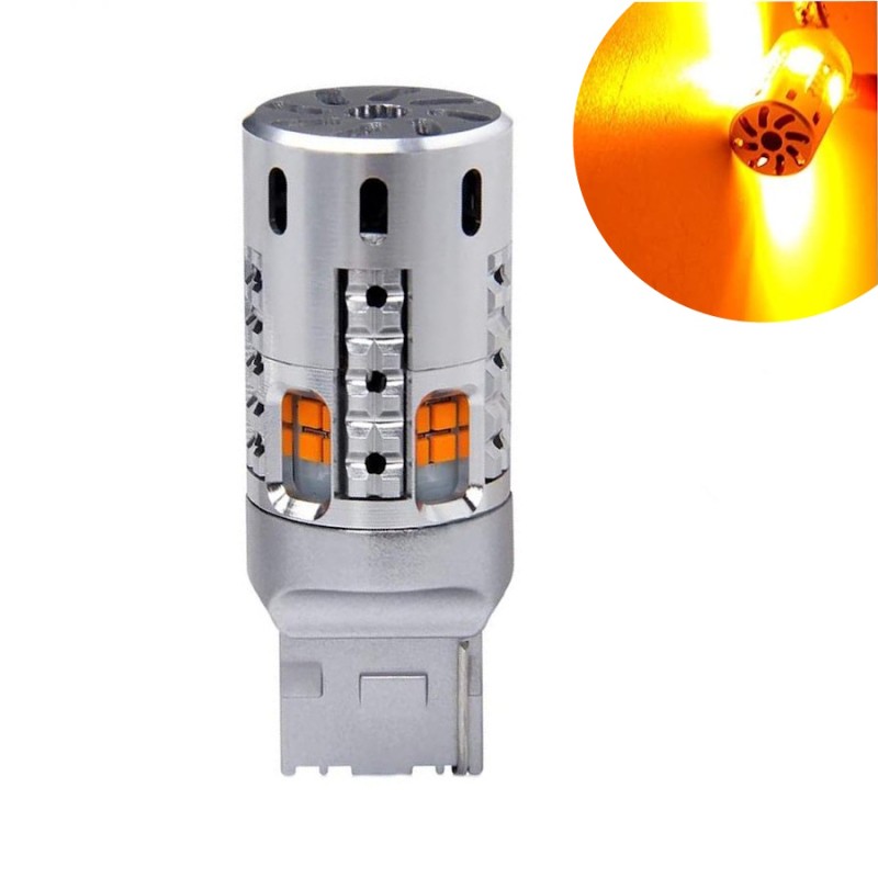 Lámpara LED T20 WY21W 7440 naranja de 21 W Super Canbus Arrow, 2000 lm, 24 CSP
