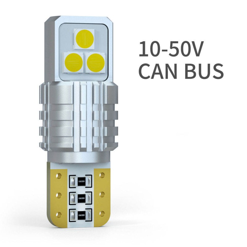Funciona hasta 50 V. Par de lámparas LED vintage T10 W5W 4000k 6 SMD 3030 Canbus
