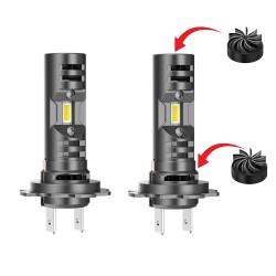 H7 35W LED Bulbs with Double Fan, 6000K, Canbus, Same Size as Original