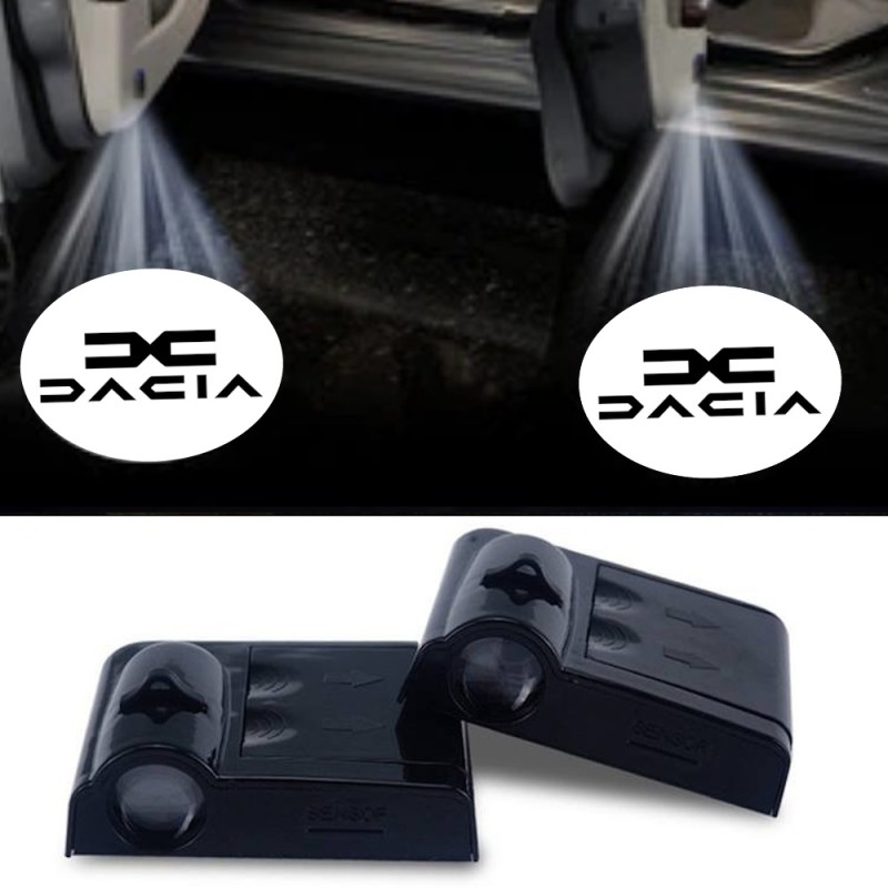 Nuevo proyector LED para logotipo de puerta Dacia con batería, sin agujeros, sin conexiones, conectar y listo.